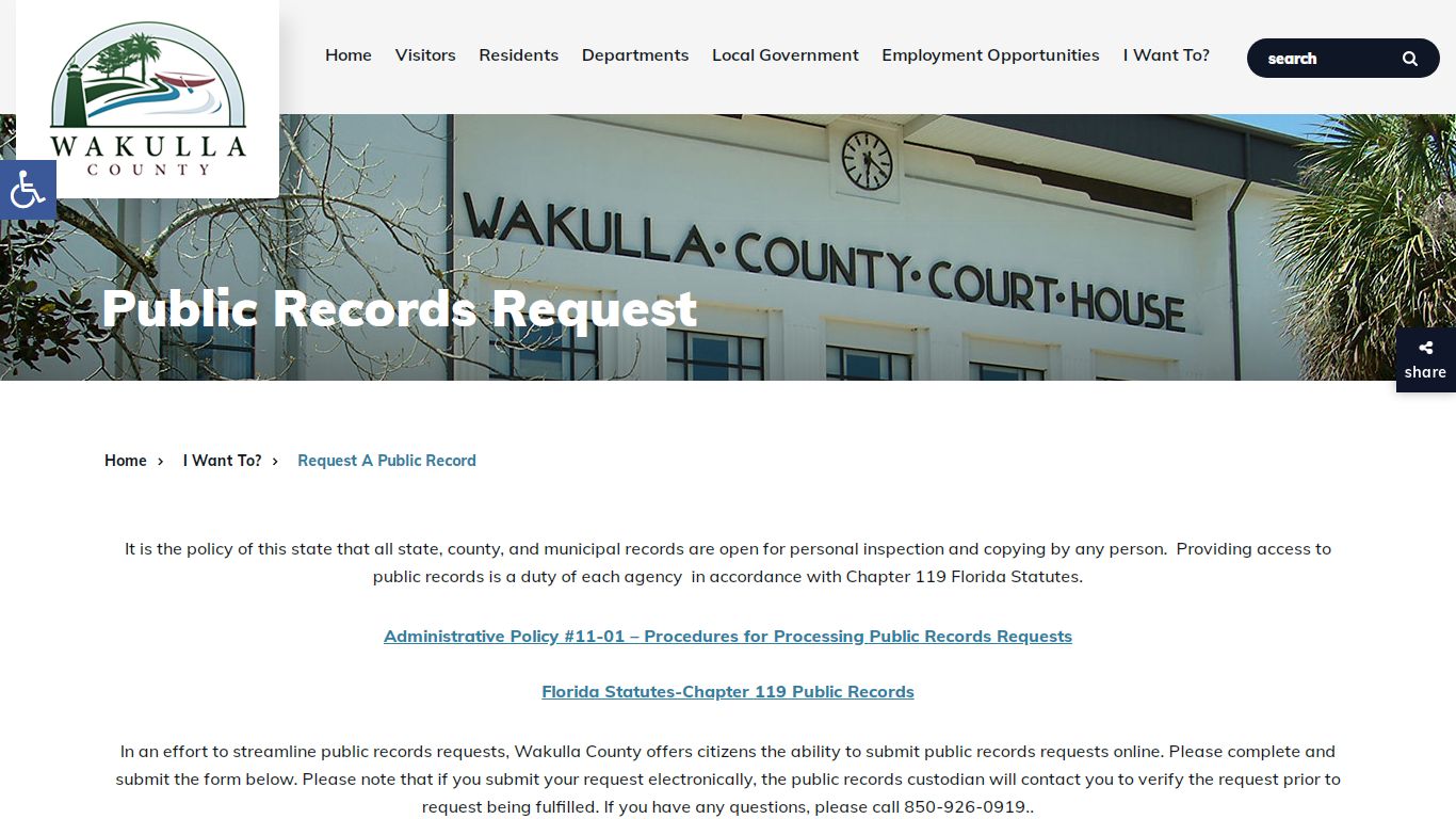 Public Records Request - Wakulla County, Florida