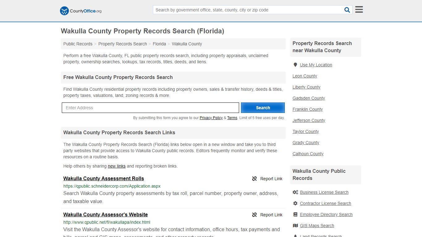 Property Records Search - Wakulla County, FL (Assessments ...